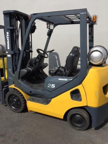 Electric forklift in yard